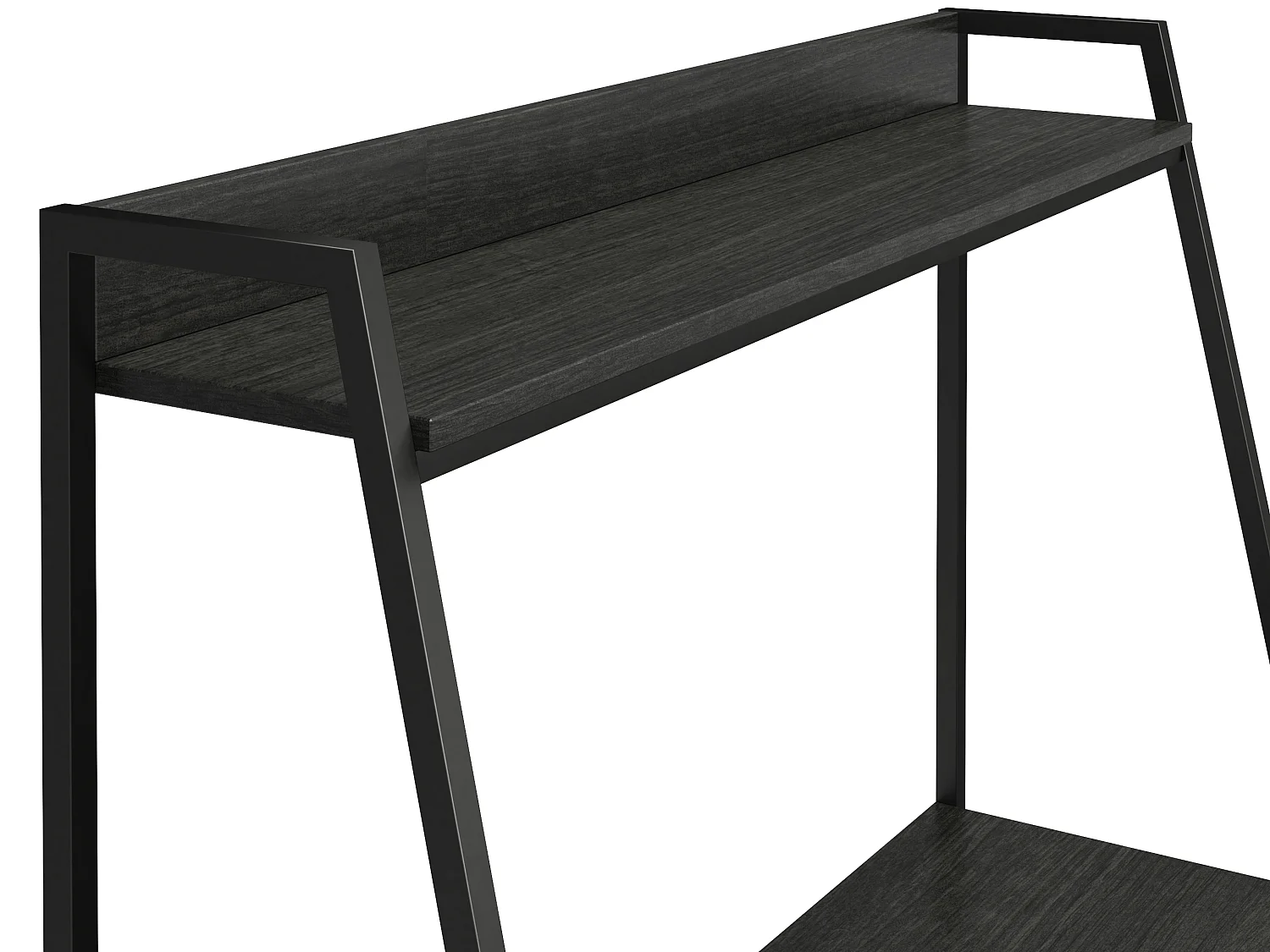 Escritorio con escalera Bushwick. Roble negro sobre metal negro