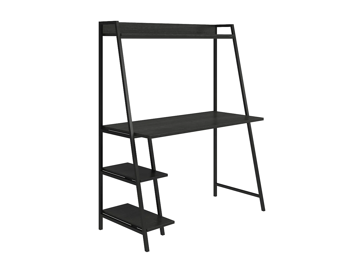 Escritorio con escalera Bushwick. Roble negro sobre metal negro