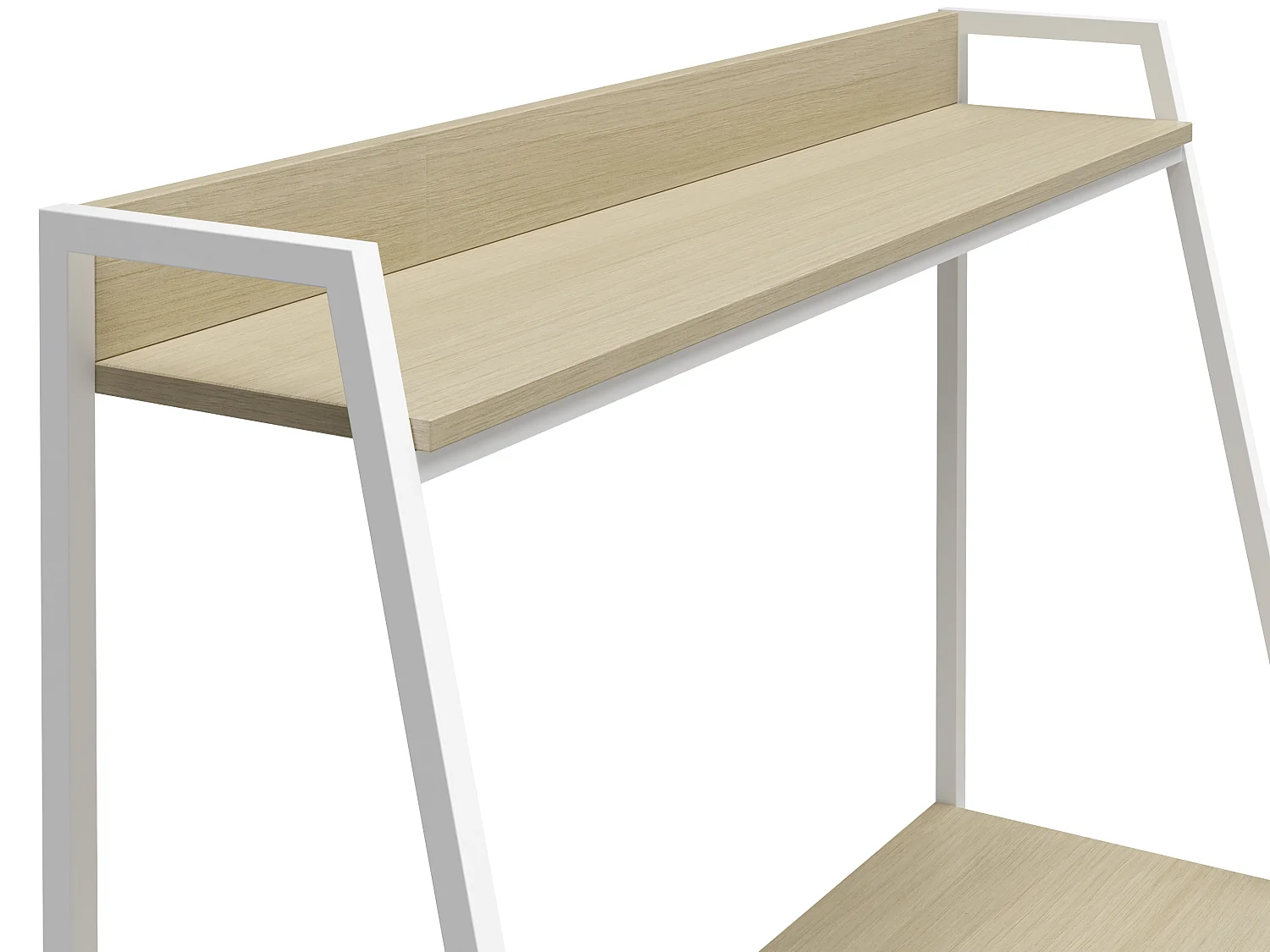 Bushwick|Bureau en effet chêne et échelle en métal blanc