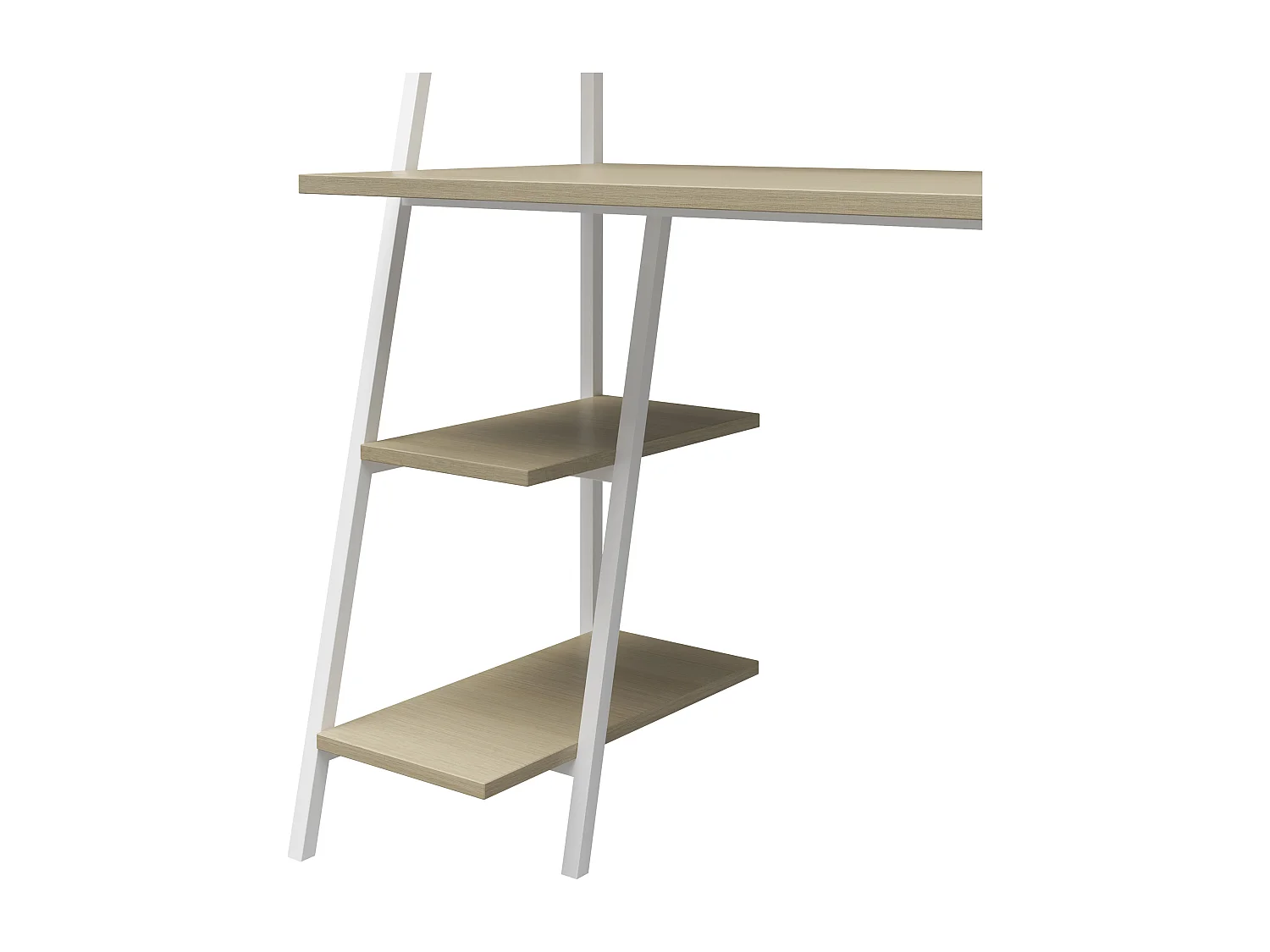 Bushwick|Bureau en effet chêne et échelle en métal blanc