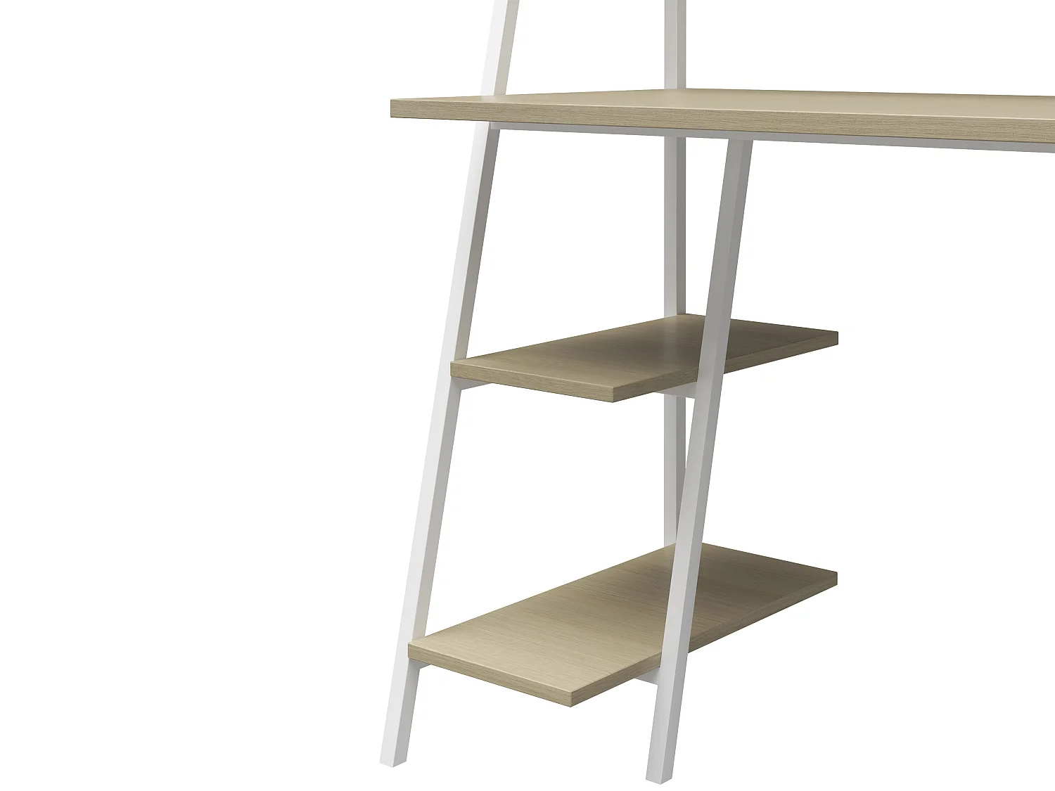 Bushwick|Bureau en effet chêne et échelle en métal blanc