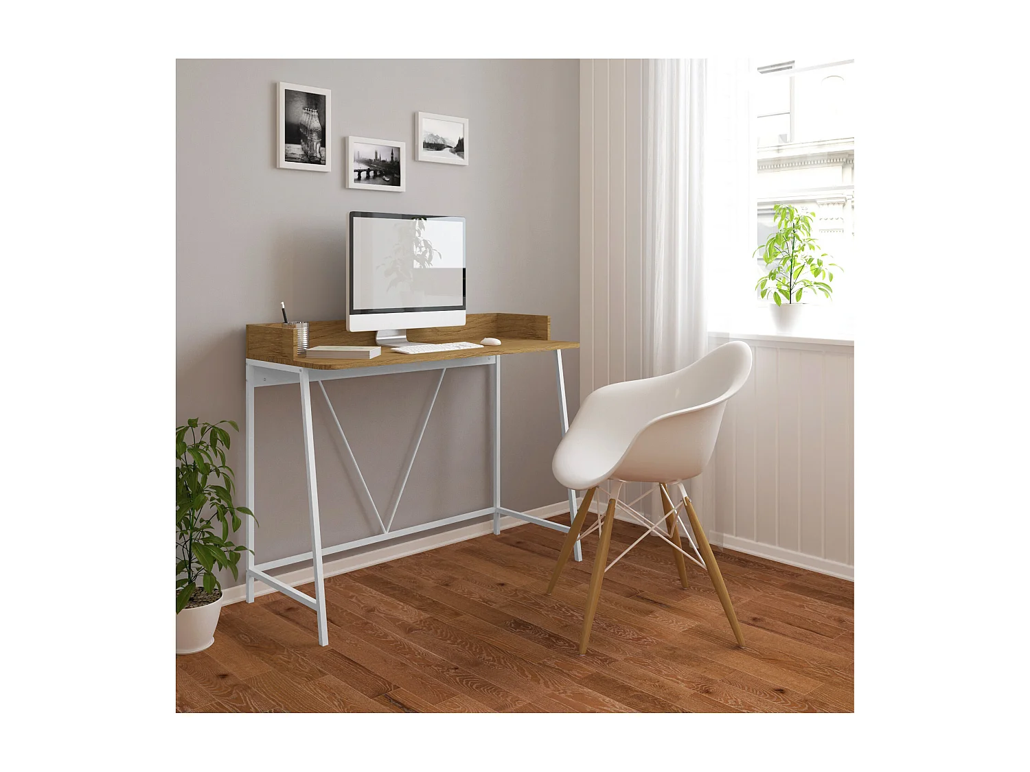 Savona|Bureau en MDF chêne blanc