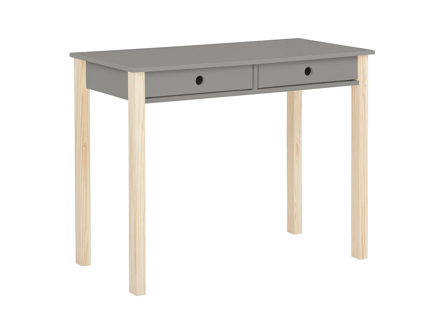 Square Line|Bureau avec 2 tiroirs en mélaminé gris
