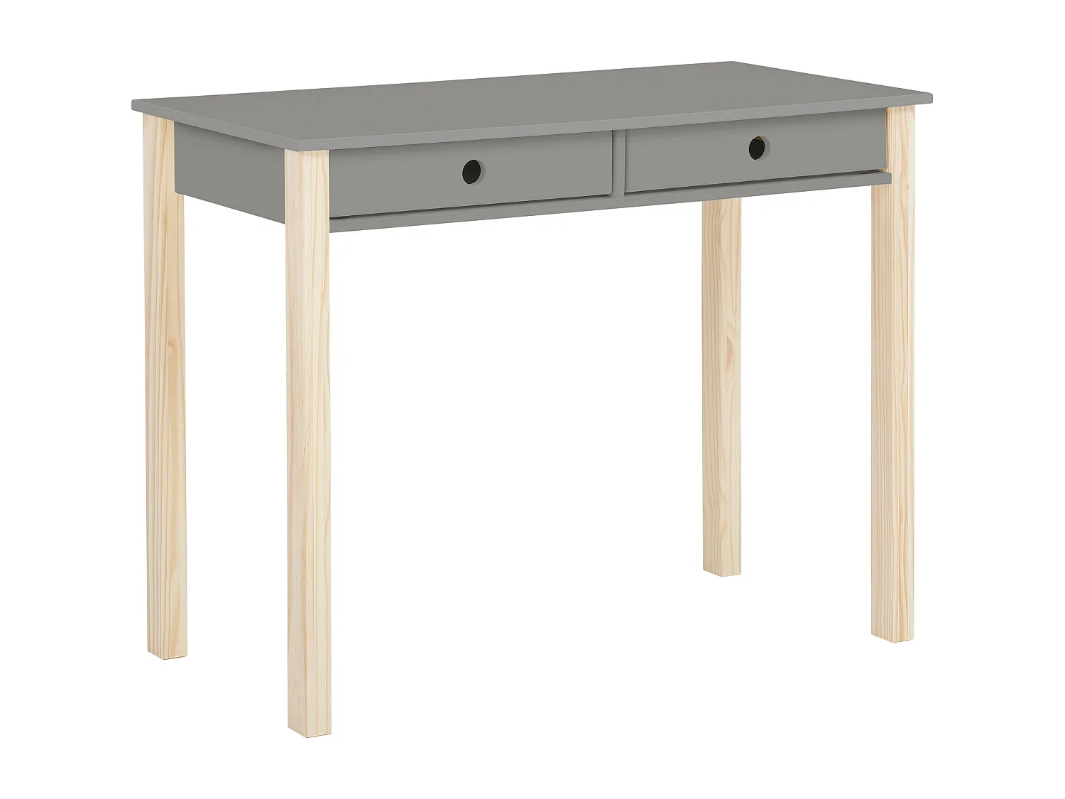 Square Line|Bureau avec 2 tiroirs en mélaminé gris