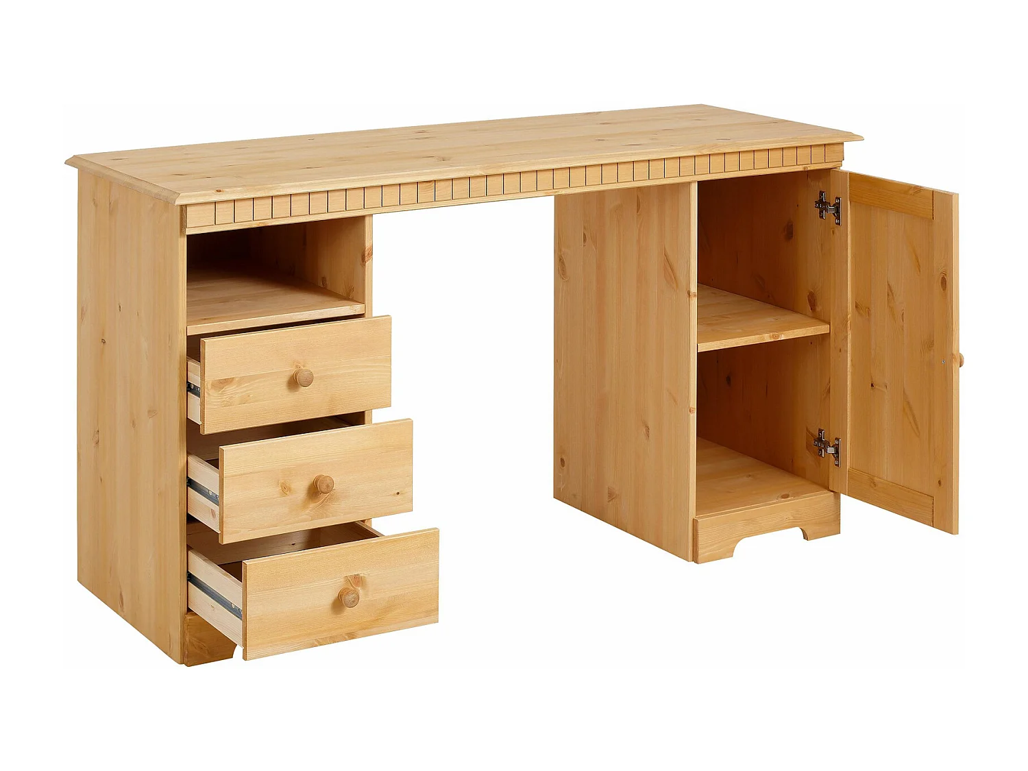 Lisa|Bureau avec 1 porte 3 tiroirs en pin