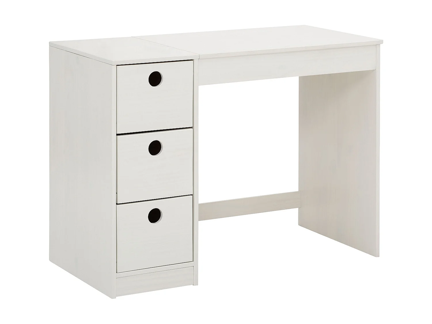 Alpi | Bureau en pin massif blanc avec trois tiroirs