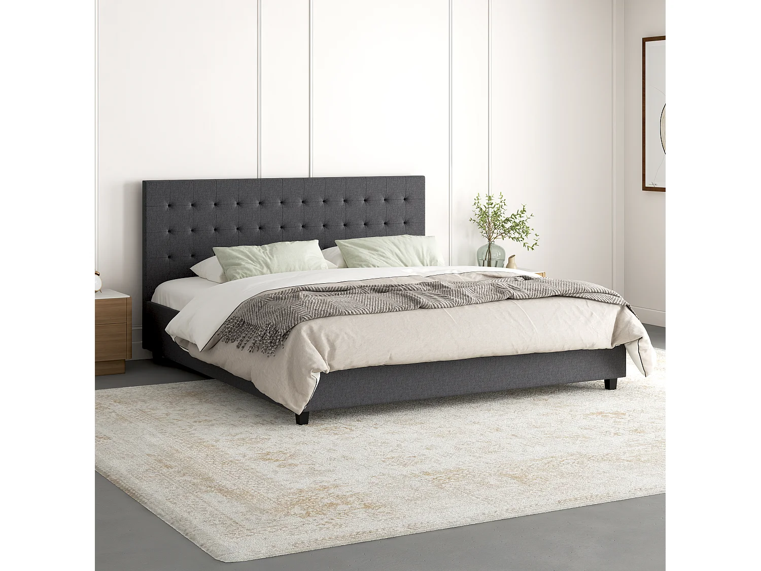 Emily|Lit en tissu anthracite 180x200