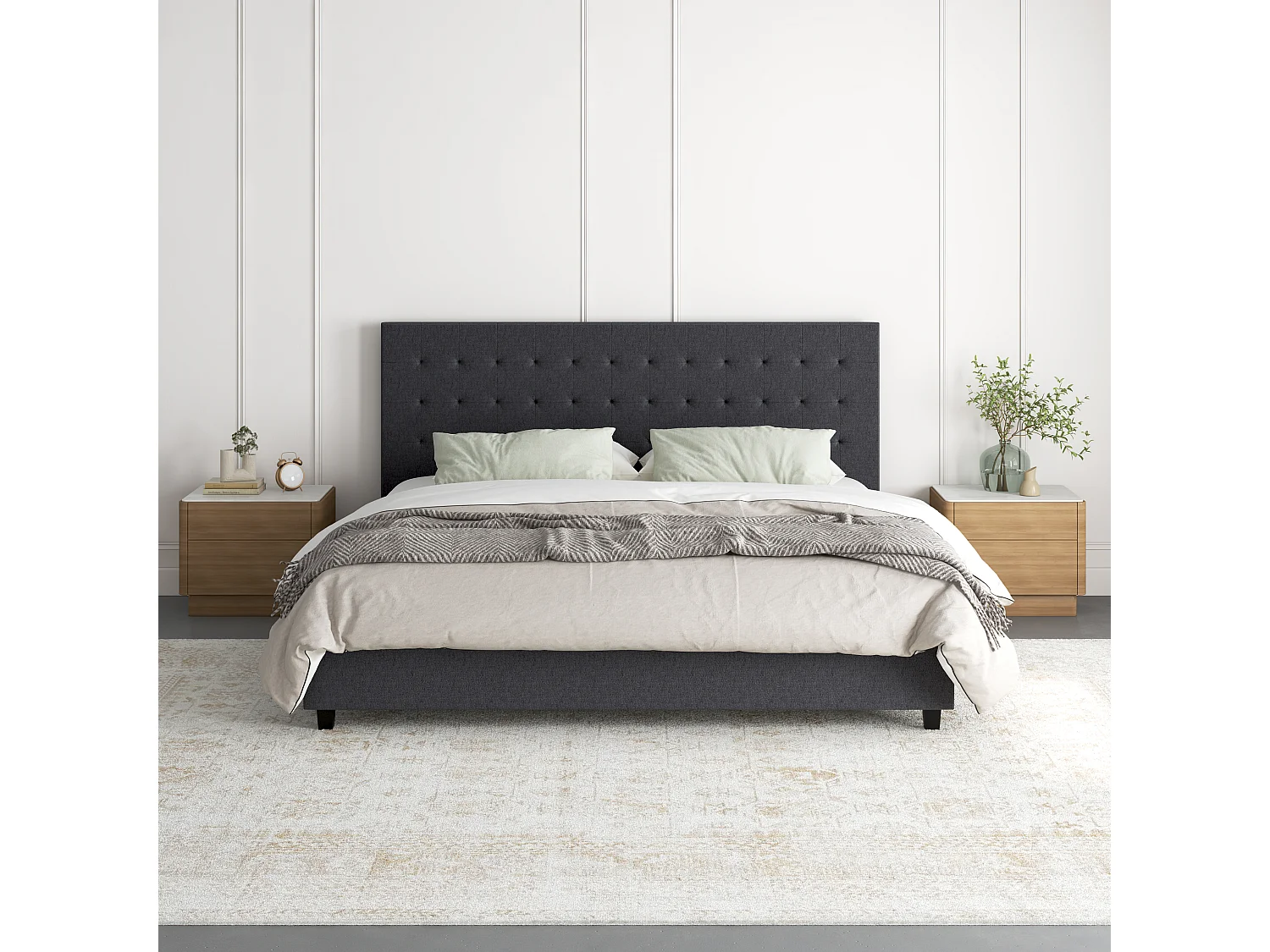 Emily|Lit en tissu anthracite 180x200