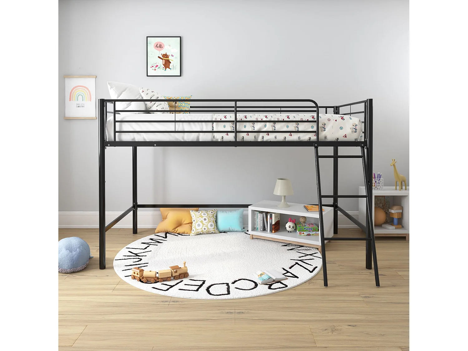 Birgit | Cama de dossel 180 cm em metal branco