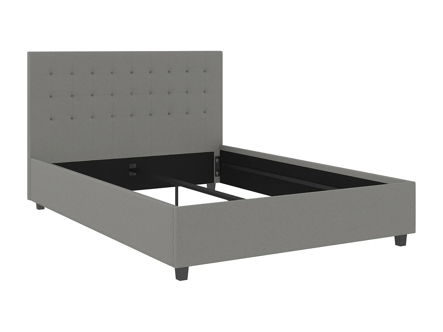 Emily|Lit en tissu gris clair 140x200