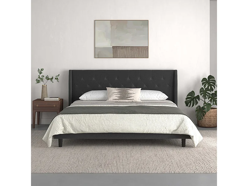 Her Majesty|Lit 180x200 cm en tissu anthracite