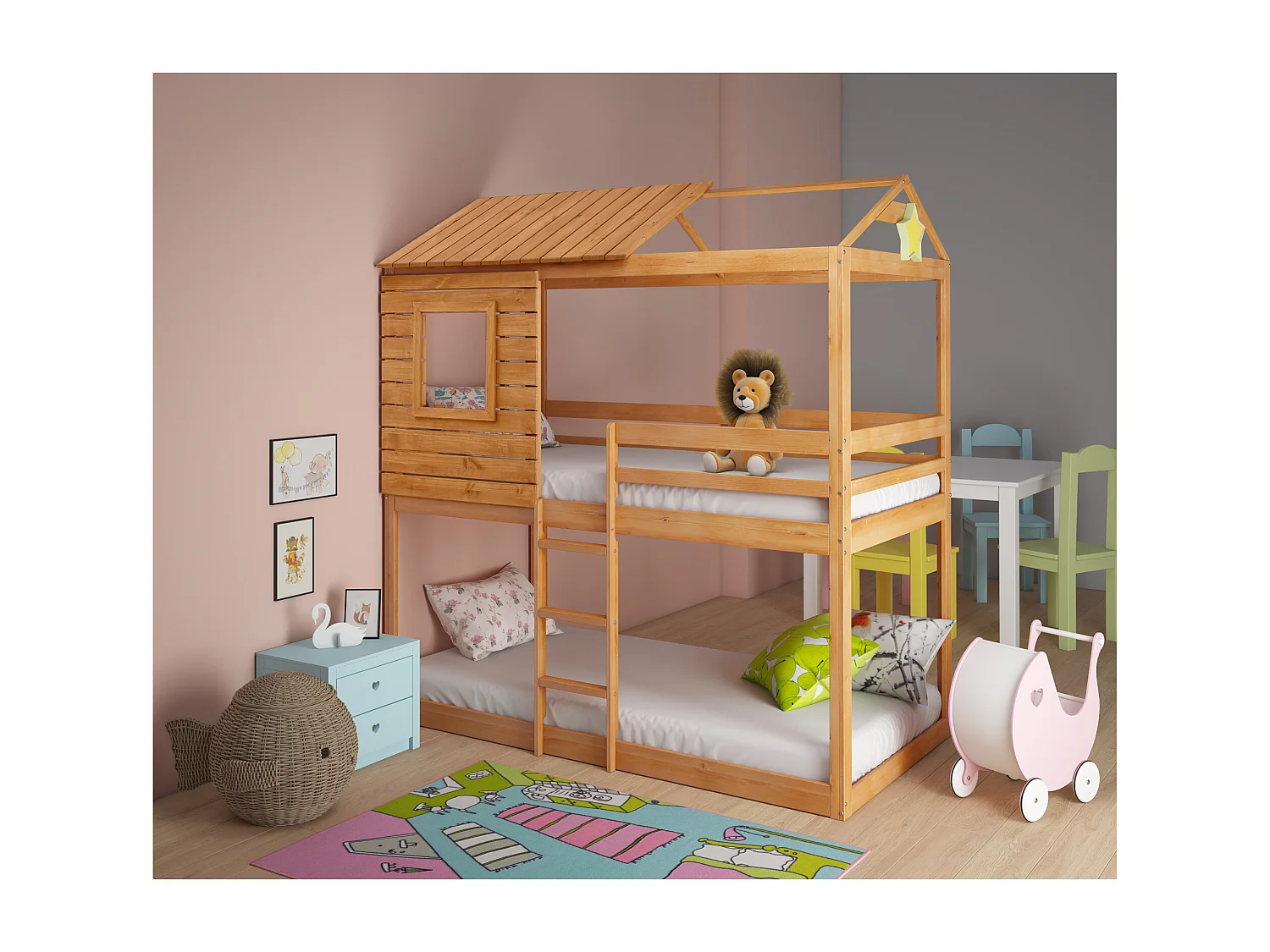 Deer | Beliche 90x200 cm em Pinho Castanho