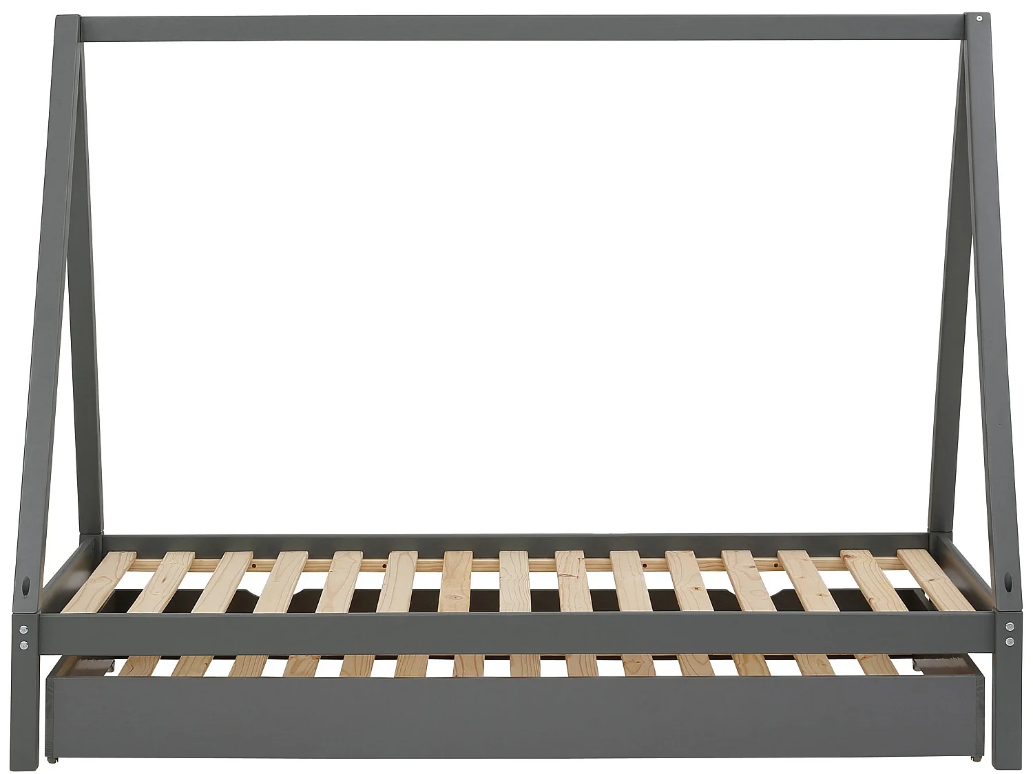 Alpi|Lit tipi gigogne en bois gris 90x200