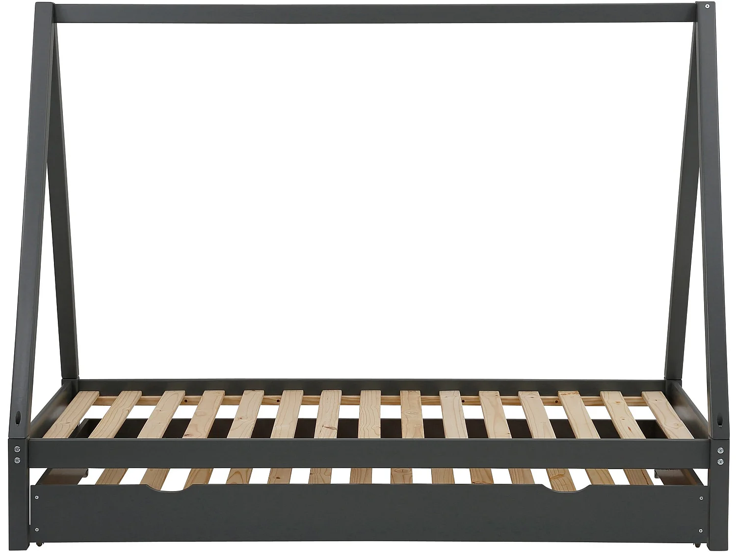 Alpi|Lit tipi gigogne en bois gris 90x200