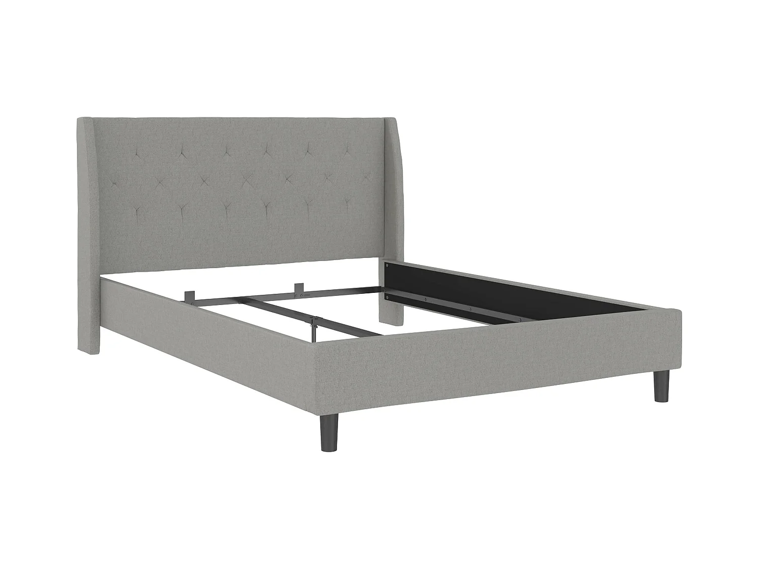 Her Majesty|Lit 140x200 cm en tissu Gris clair
