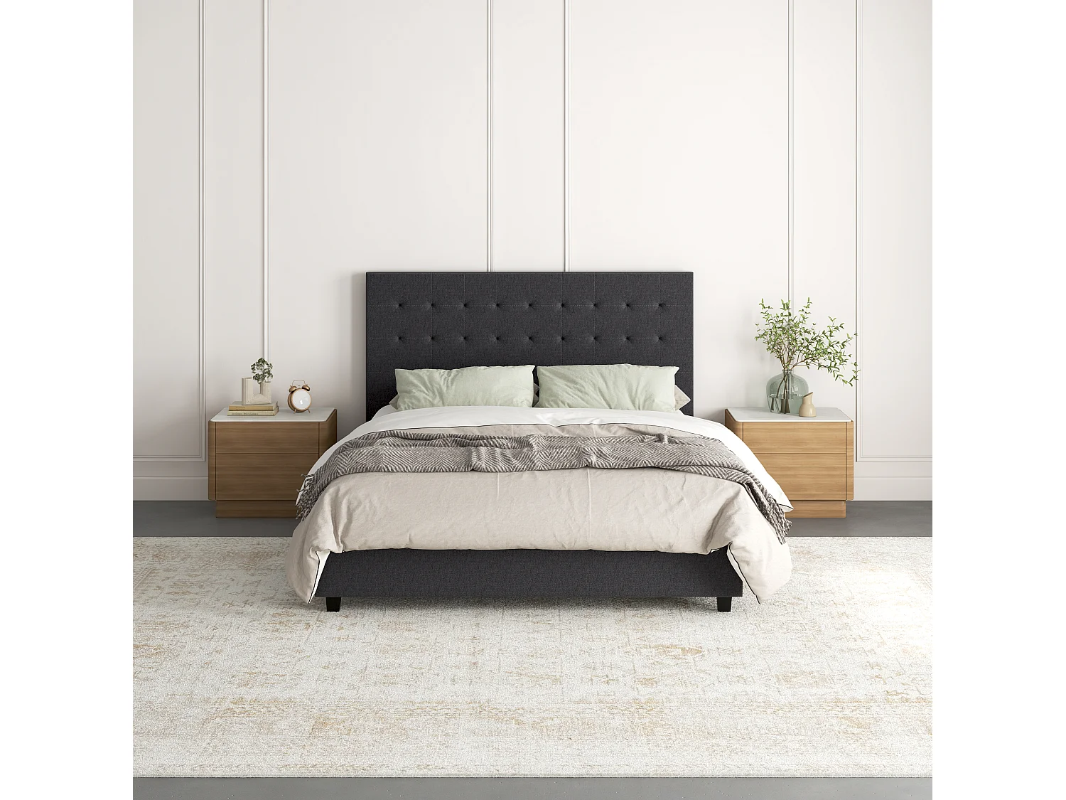 Emily|Lit en tissu anthracite 140x200