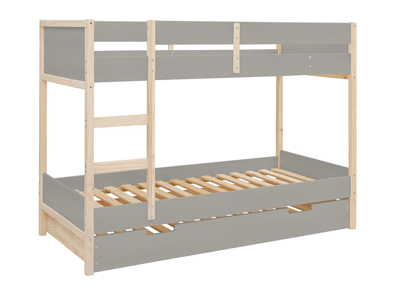 Square Line|Lit superposé en bois gris 90x200