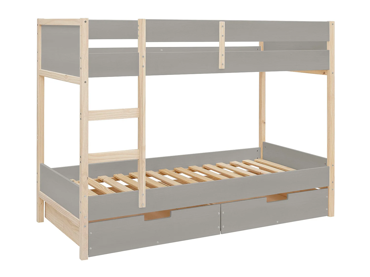 Square Line|Lit superposé en bois gris 90x200