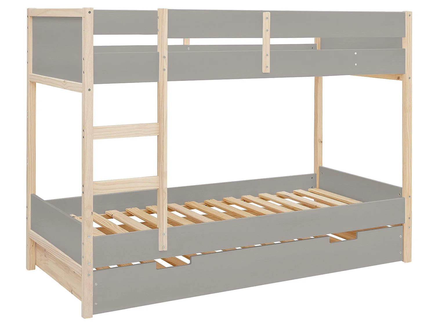 Square Line|Lit superposé en bois gris 90x200