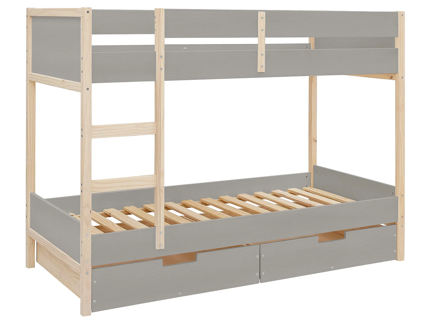 Square Line|Lit superposé en bois gris 90x200
