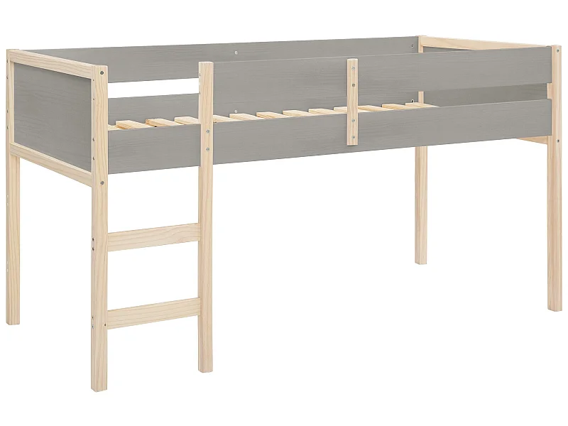 Linha Quadrado | Cama de Casal 90x200 cm Cinza em madeira