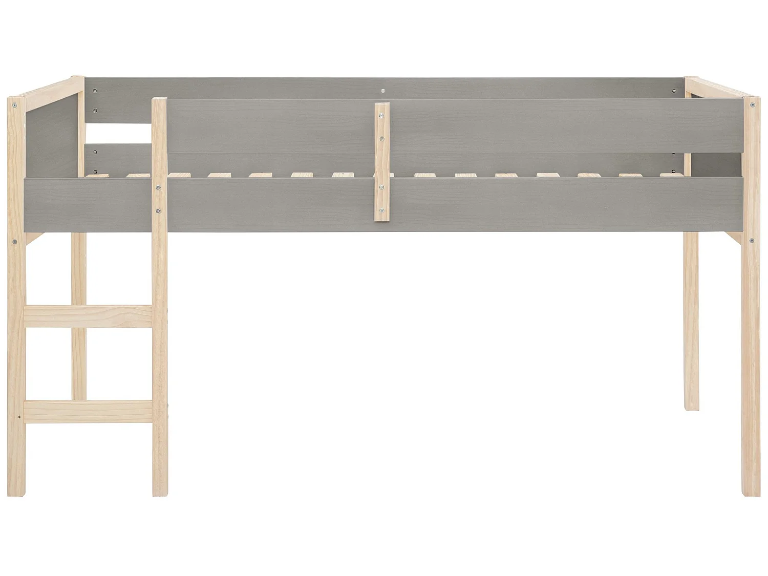 Linha Quadrado | Cama de Casal 90x200 cm Cinza em madeira