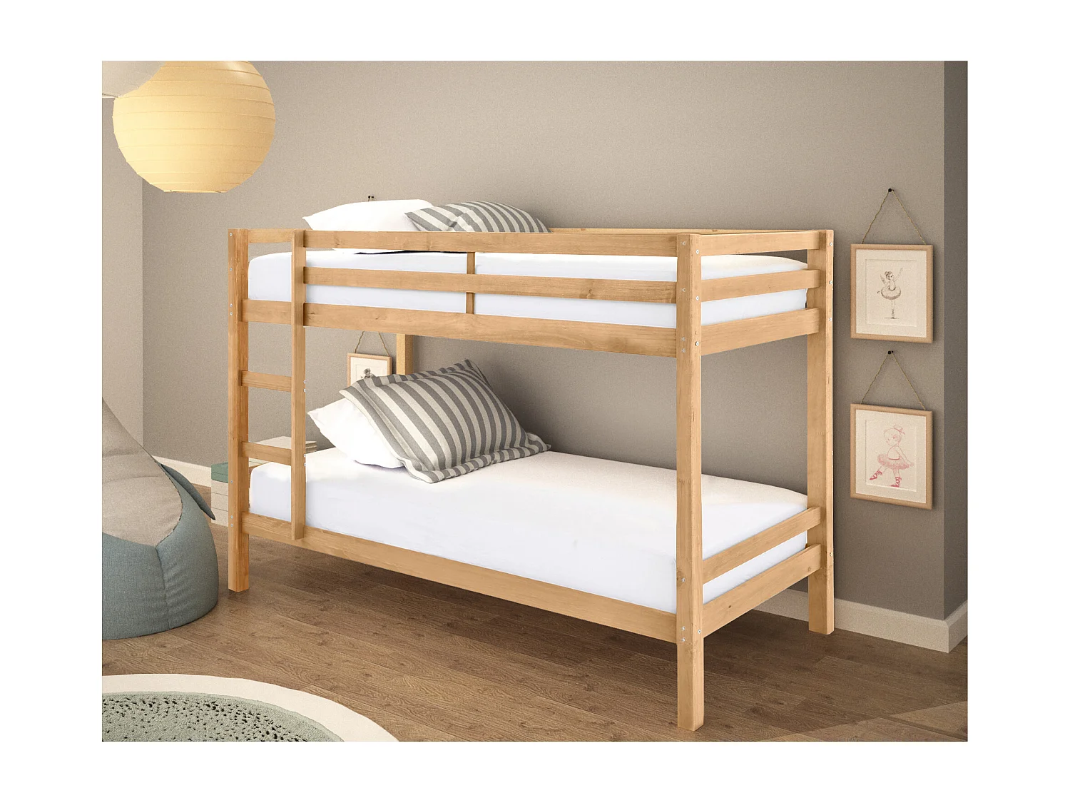 Alpi | Lit superposé 90x200 avec échelle en bois