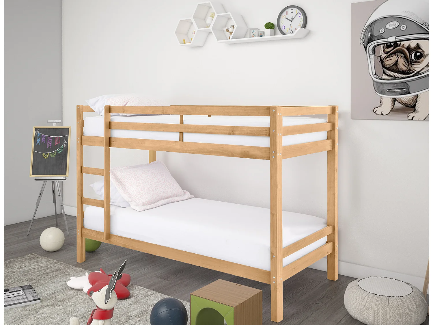 Alpi | Lit superposé 90x200 avec échelle en bois