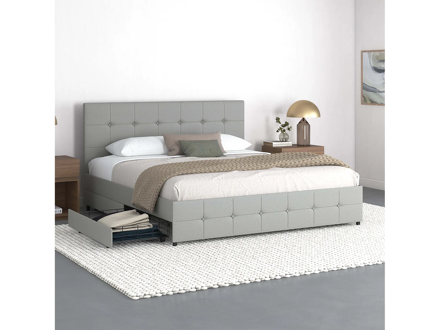 Rosetta 180x200 4 cassetti Grigio Chiaro