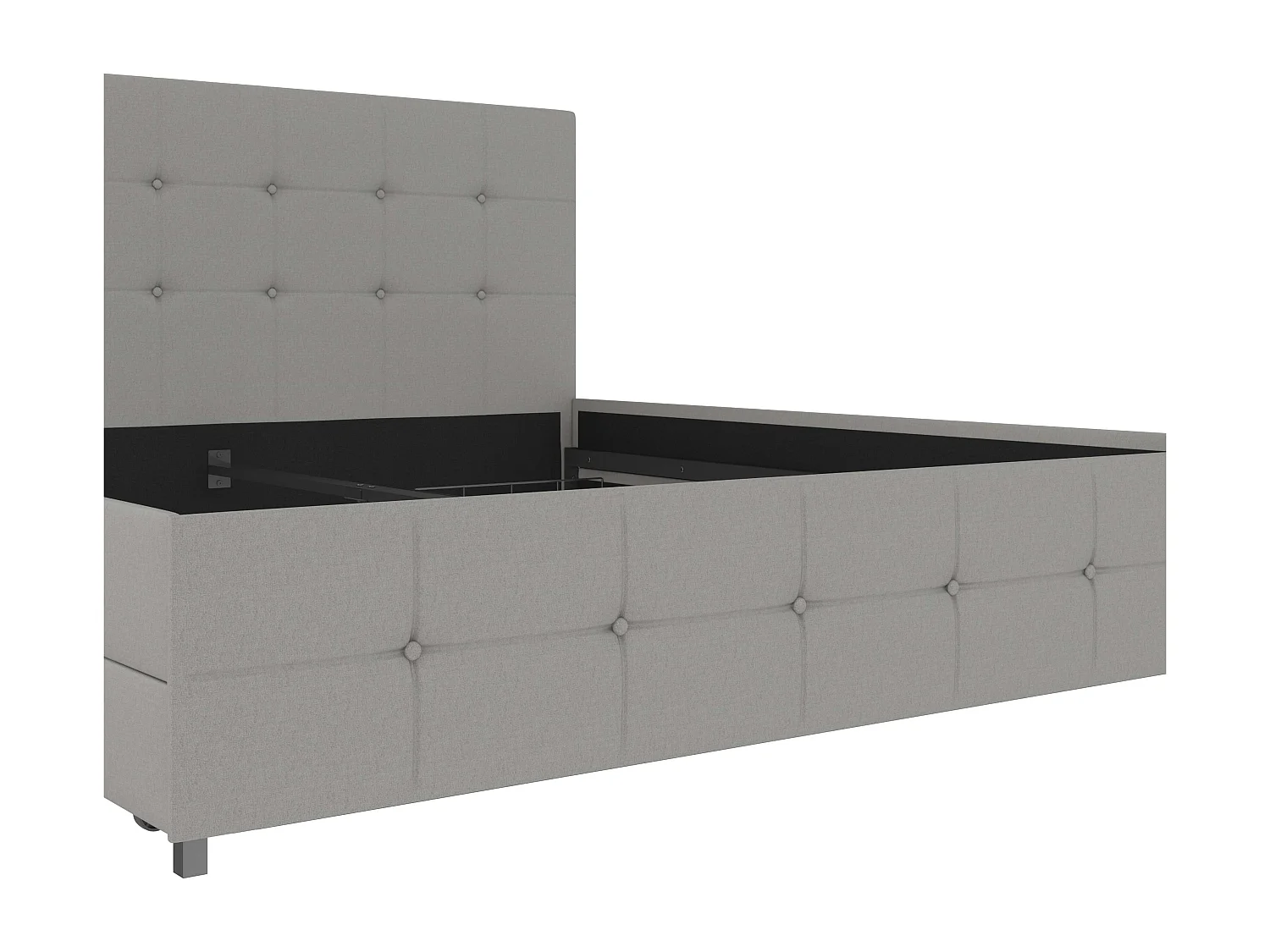 Rose|Lit 180x200 cm avec 4 tiroirs en tissu Gris clair