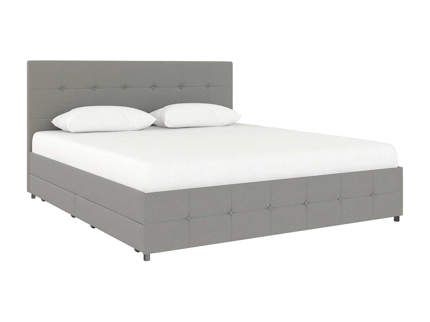 Rose|Lit 180x200 cm avec 4 tiroirs en tissu Gris clair