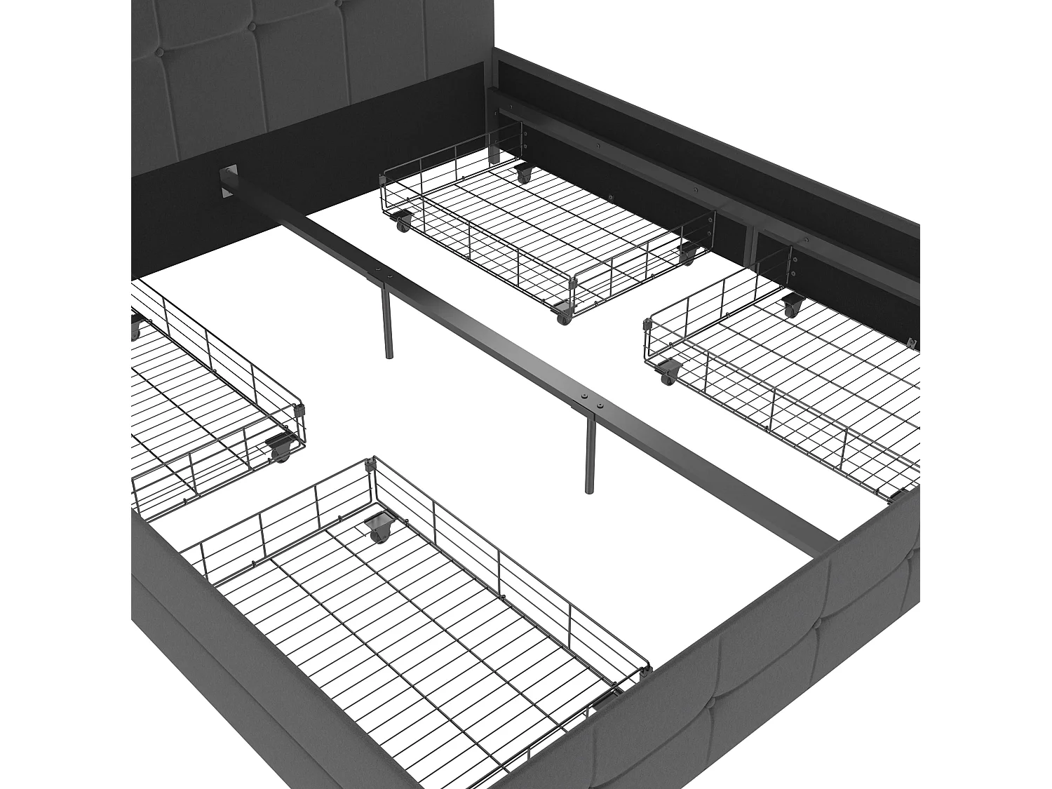 Rose|Lit 180x200 cm avec 4 tiroirs en tissu anthracite