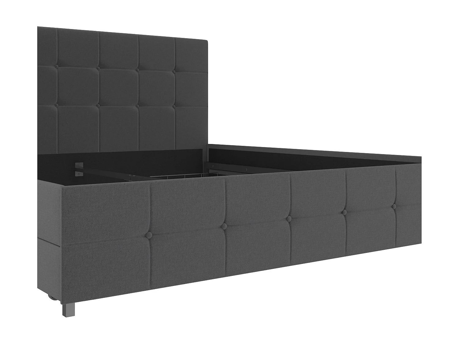 Rose|Lit 180x200 cm avec 4 tiroirs en tissu anthracite
