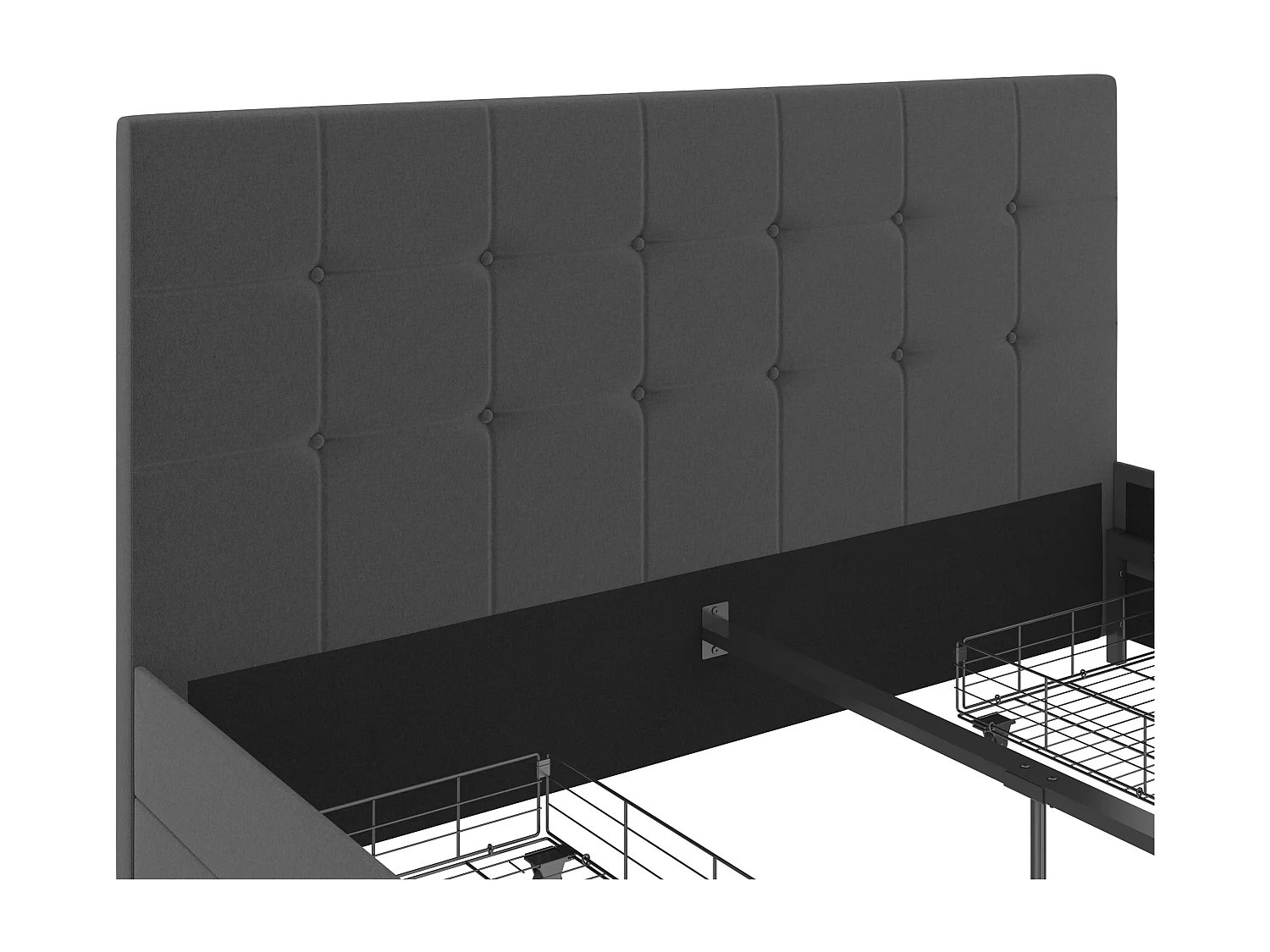 Rose|Lit 180x200 cm avec 4 tiroirs en tissu anthracite