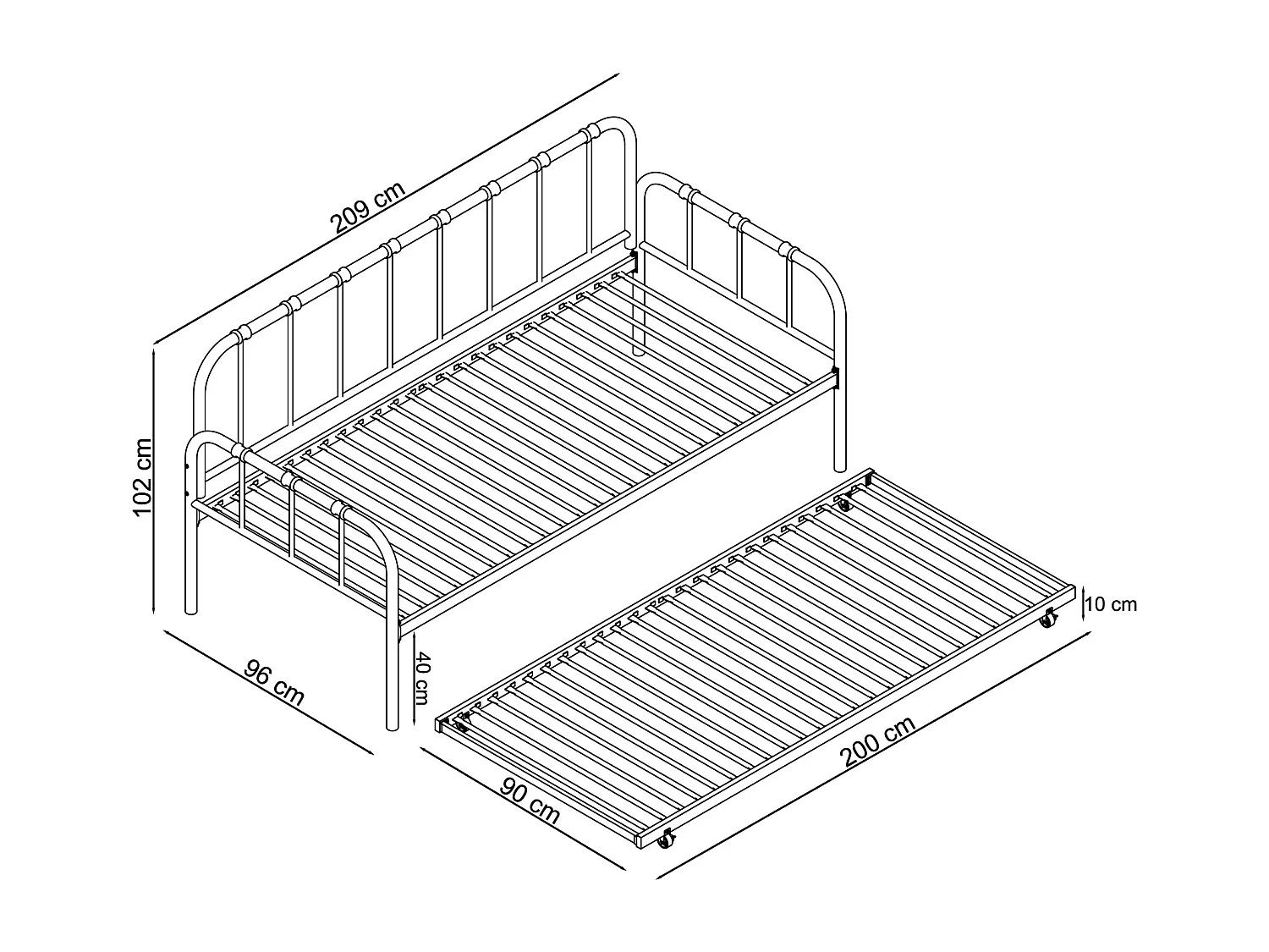 Aaron Daybed wit metaal