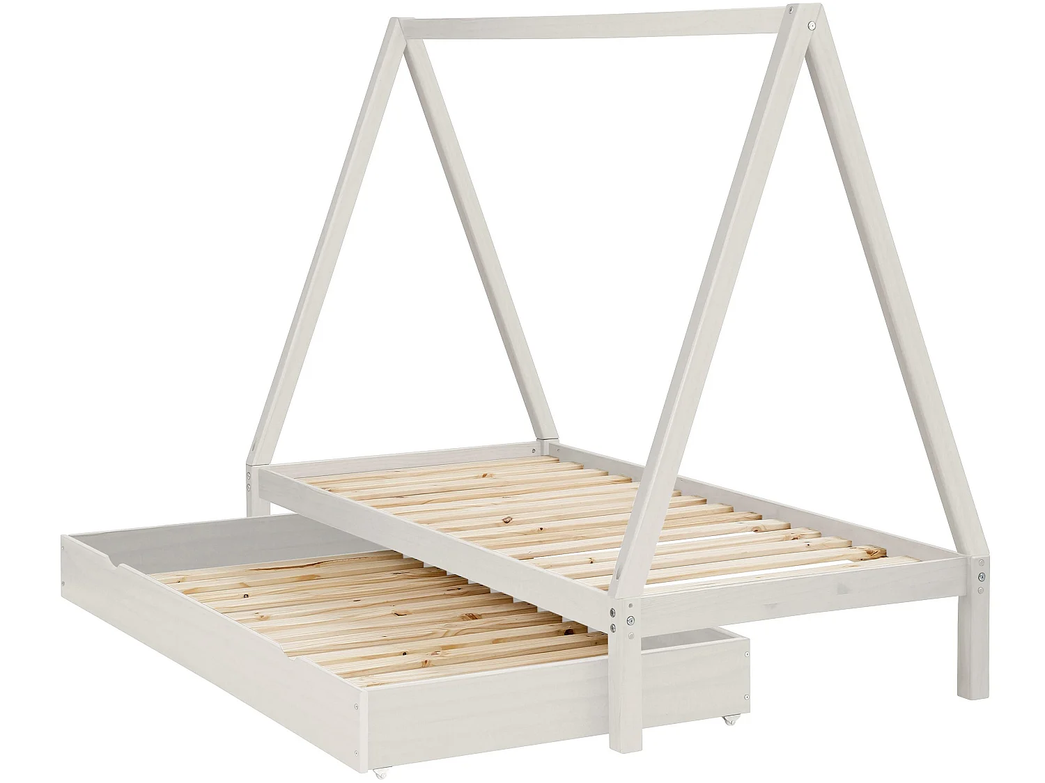 Alpi|Lit tipi gigogne en pin blanc 90x200