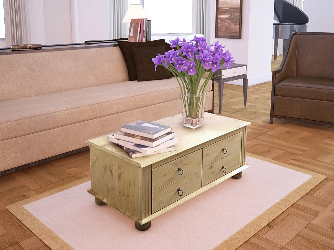 Coco | Table basse avec 2 portes en pin