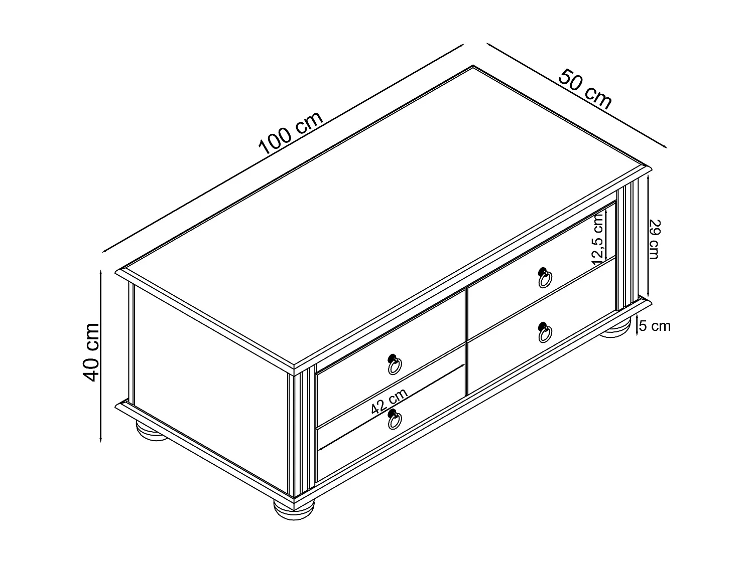 Coco | Table basse avec 2 portes en pin