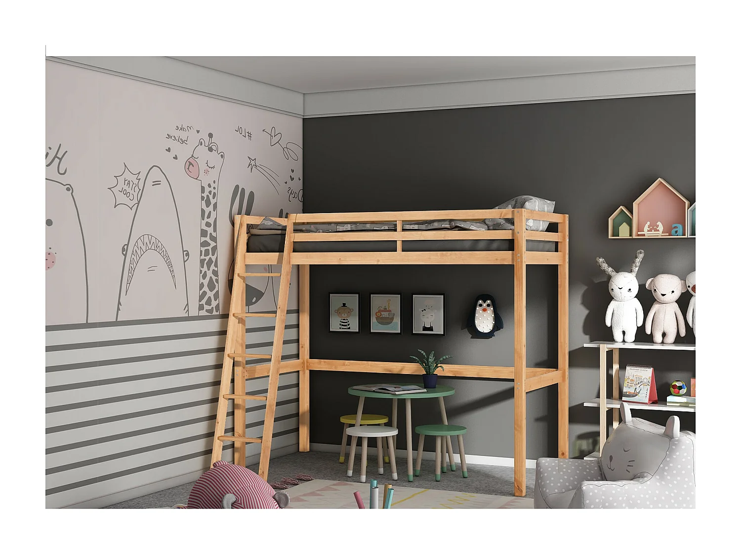 Alpi2 | Cama de casal 90x200 cm em madeira