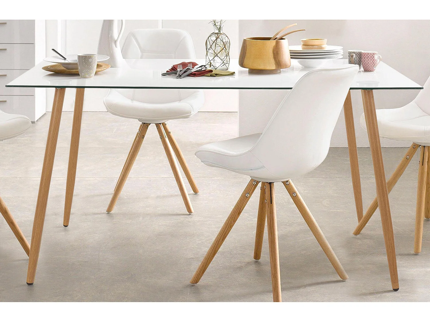 Miller | Table de salle à manger 140 cm en verre/chêne