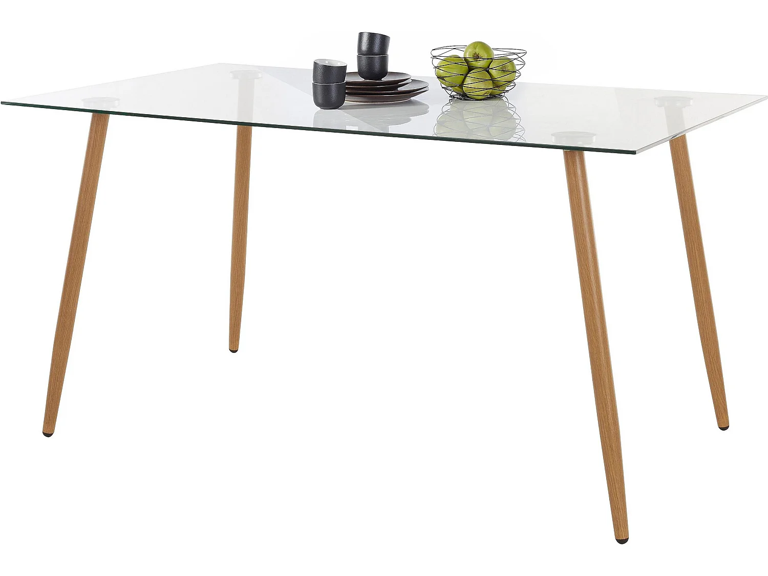 Miller | Table de salle à manger 140 cm en verre/chêne