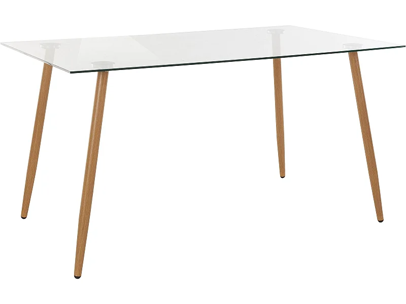 Tavolo da pranzo 140 cm in vetro/quercia