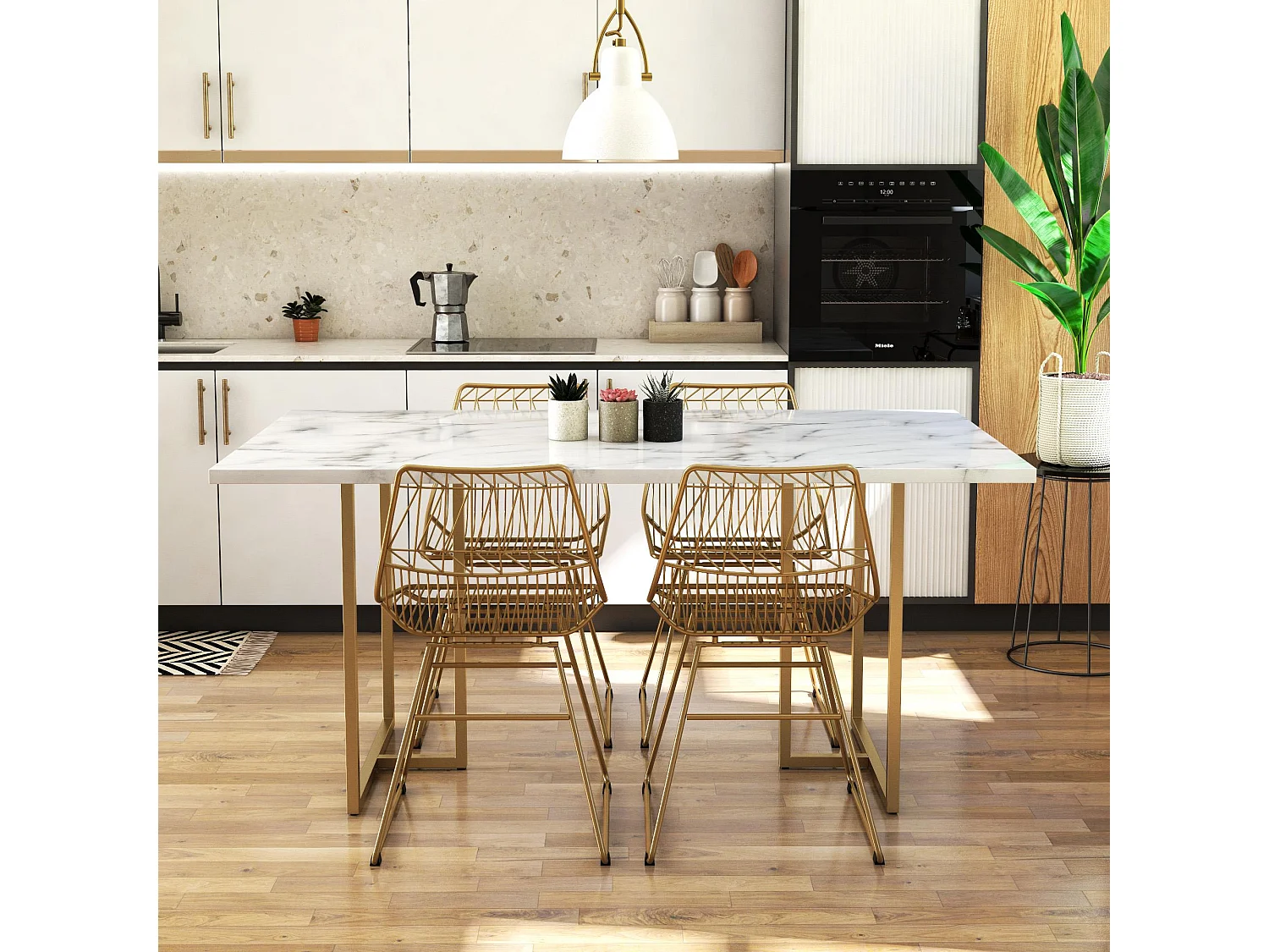 Esstisch aus weißem MDF-Marmor