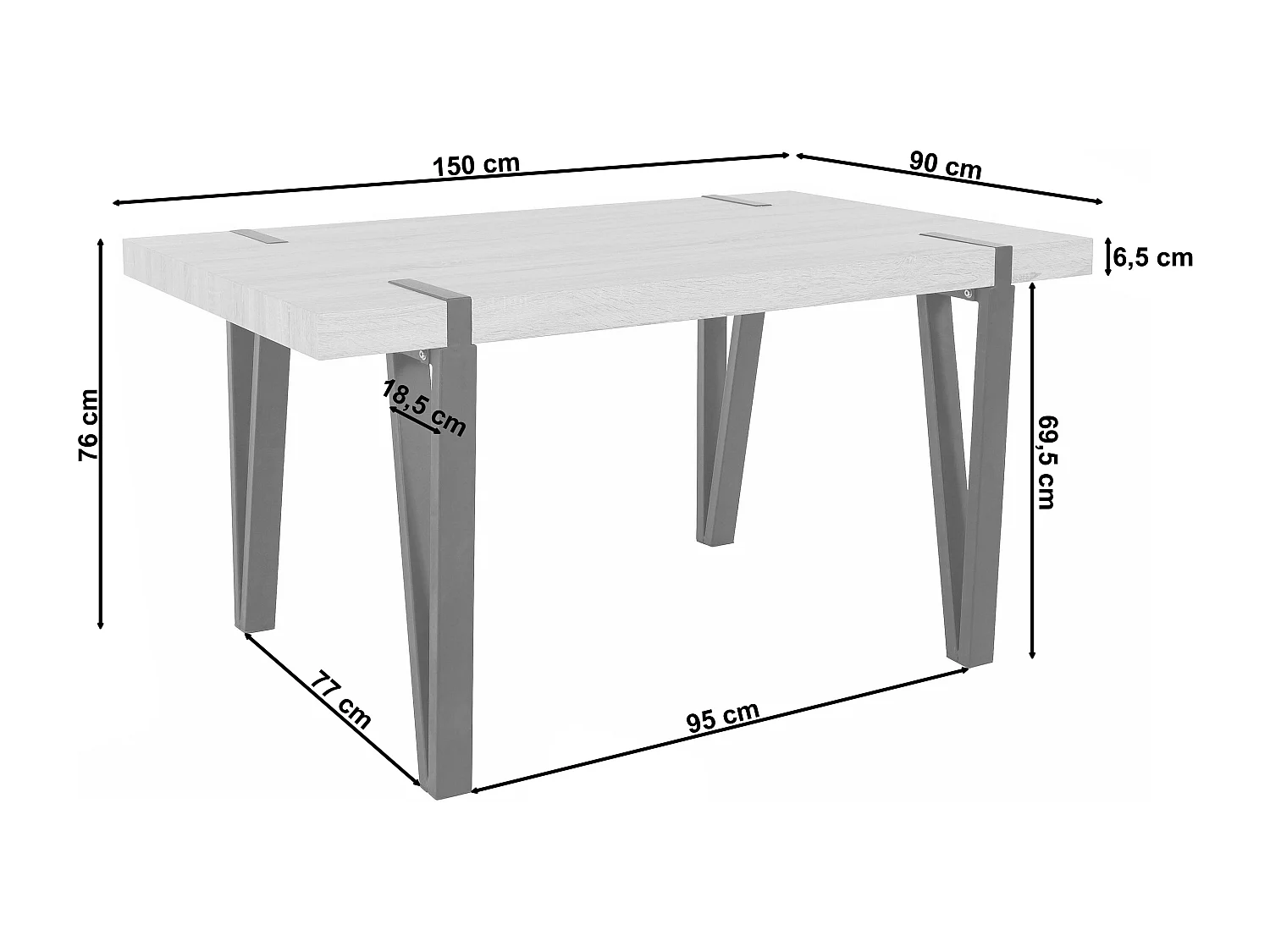 Sanchez | Mesa de Jantar 150 cm Carvalho Preto