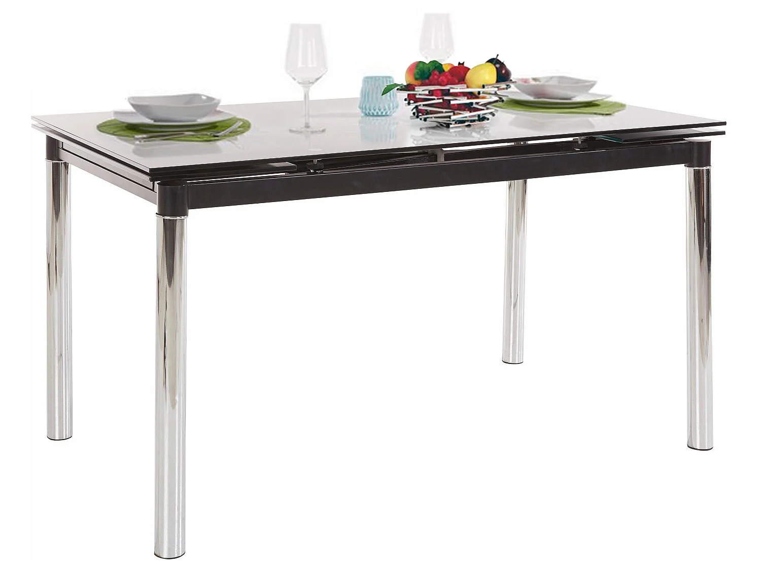 Nelson | Table de salle à manger en noir avec plateau en verre