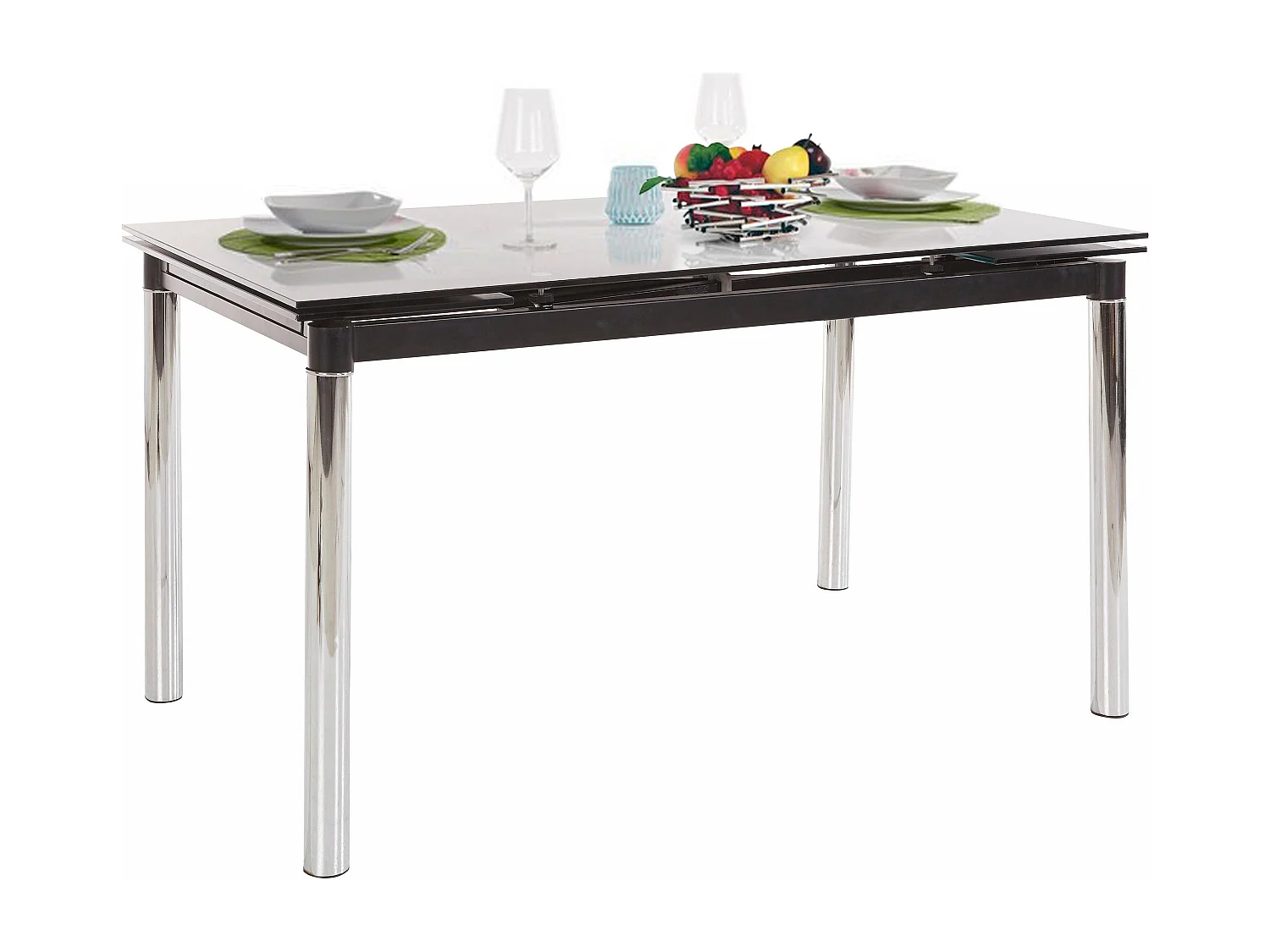 Nelson | Table de salle à manger en noir avec plateau en verre