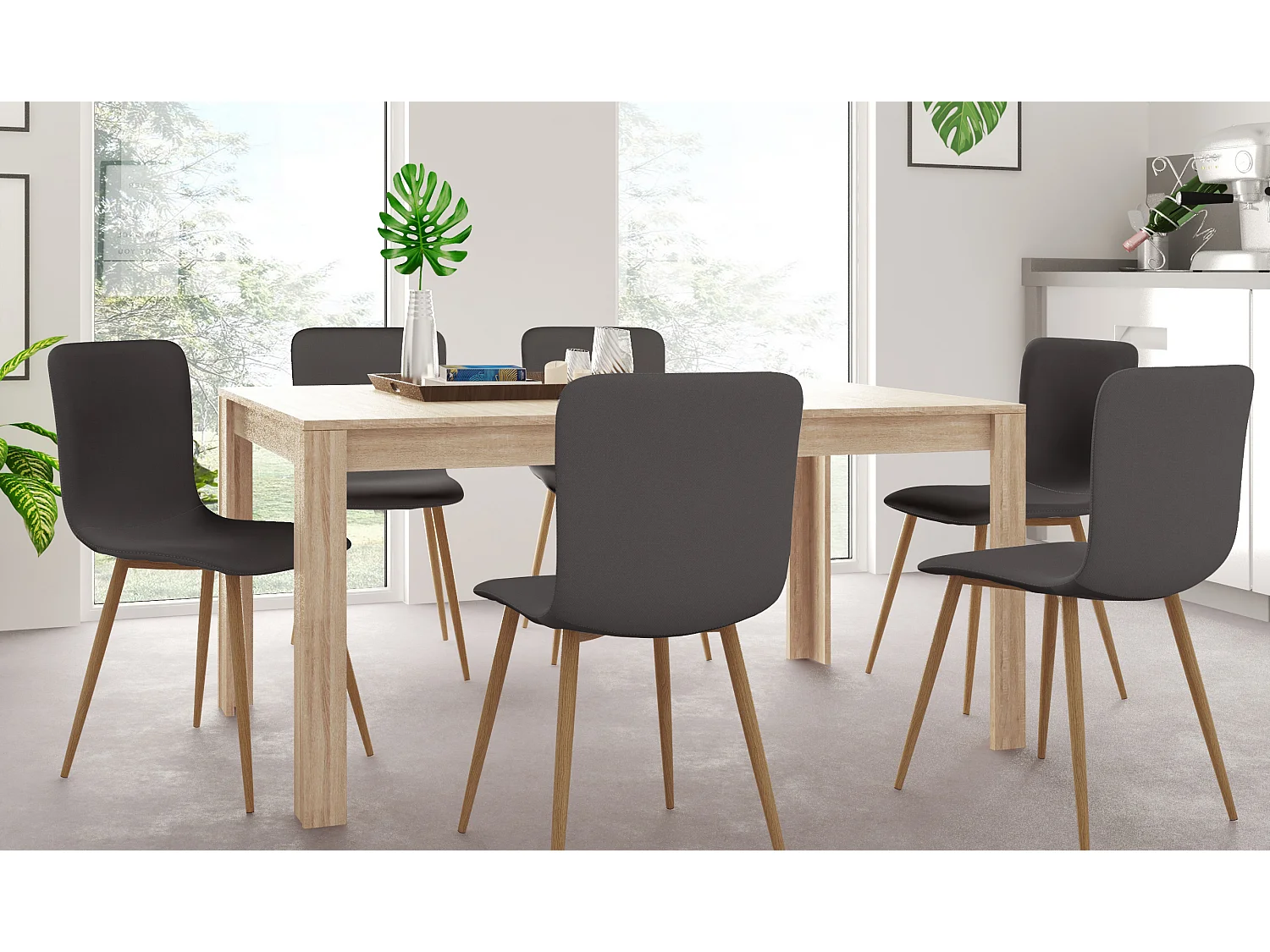 Lynn|Table à manger en mélaminé 8 personnes L160