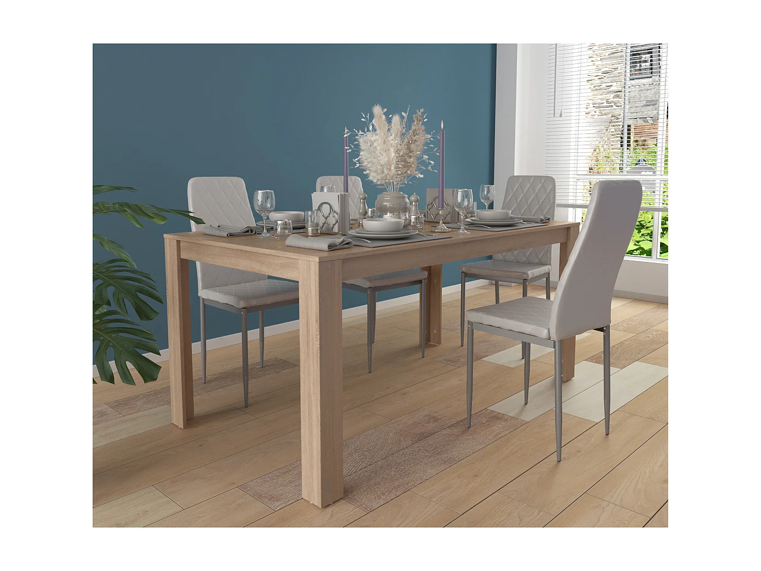 Lynn|Table à manger en mélaminé 8 personnes L160