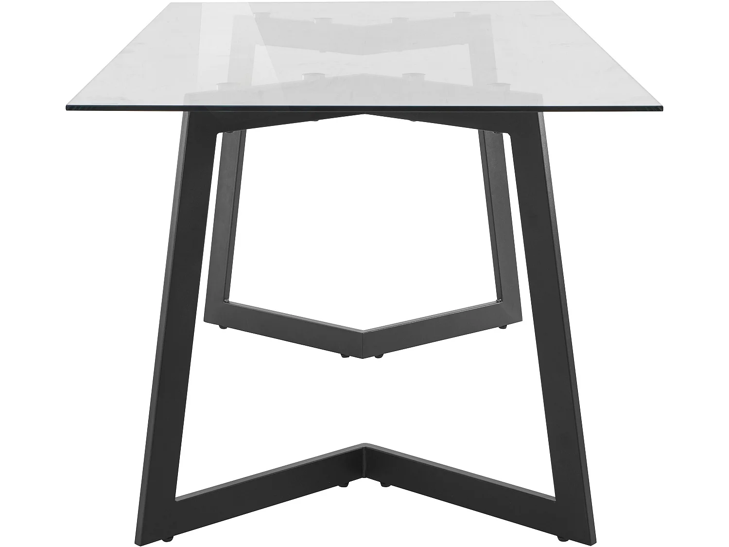 Tina | Mesa de Jantar em Vidro 160x90 cm 6 lugares Estrutura Preto