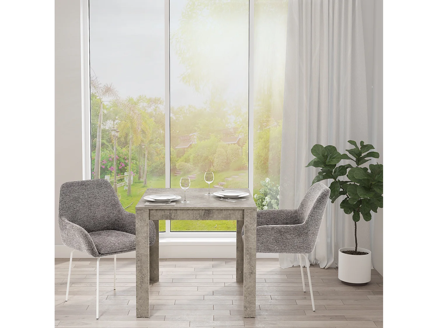 Lynn|Table à manger en effet béton 4 personnes L80